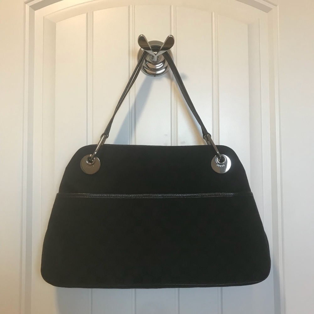 Black GG Canvas Gucci Eclipse Shoulder Bag
